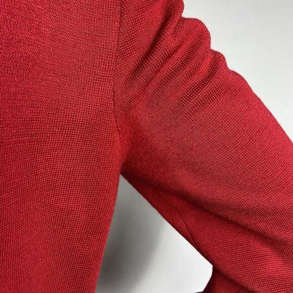 Vtg 60s 70s Knit Wool Dress Sz M Full Front Button Up Pockets Red - Picture 10 of 14